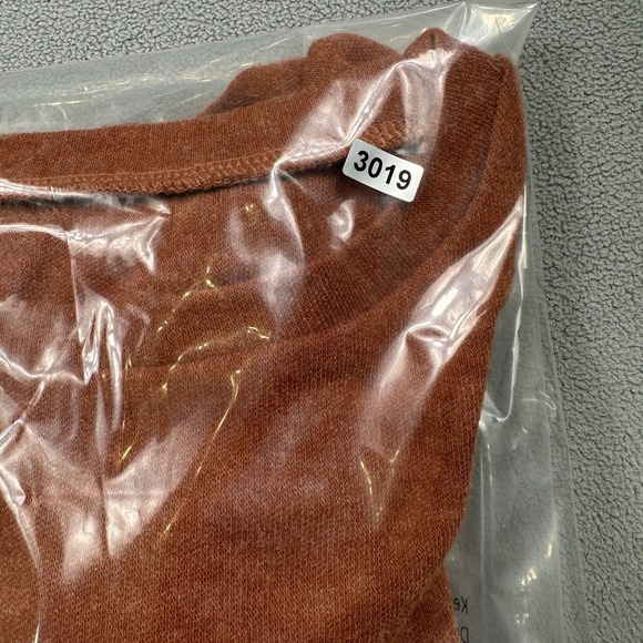 SHEIN Sweater Top M Orange Crew Neck Texture Long Sleeve Puff Sleeve Button Cuff - Picture 5 of 5